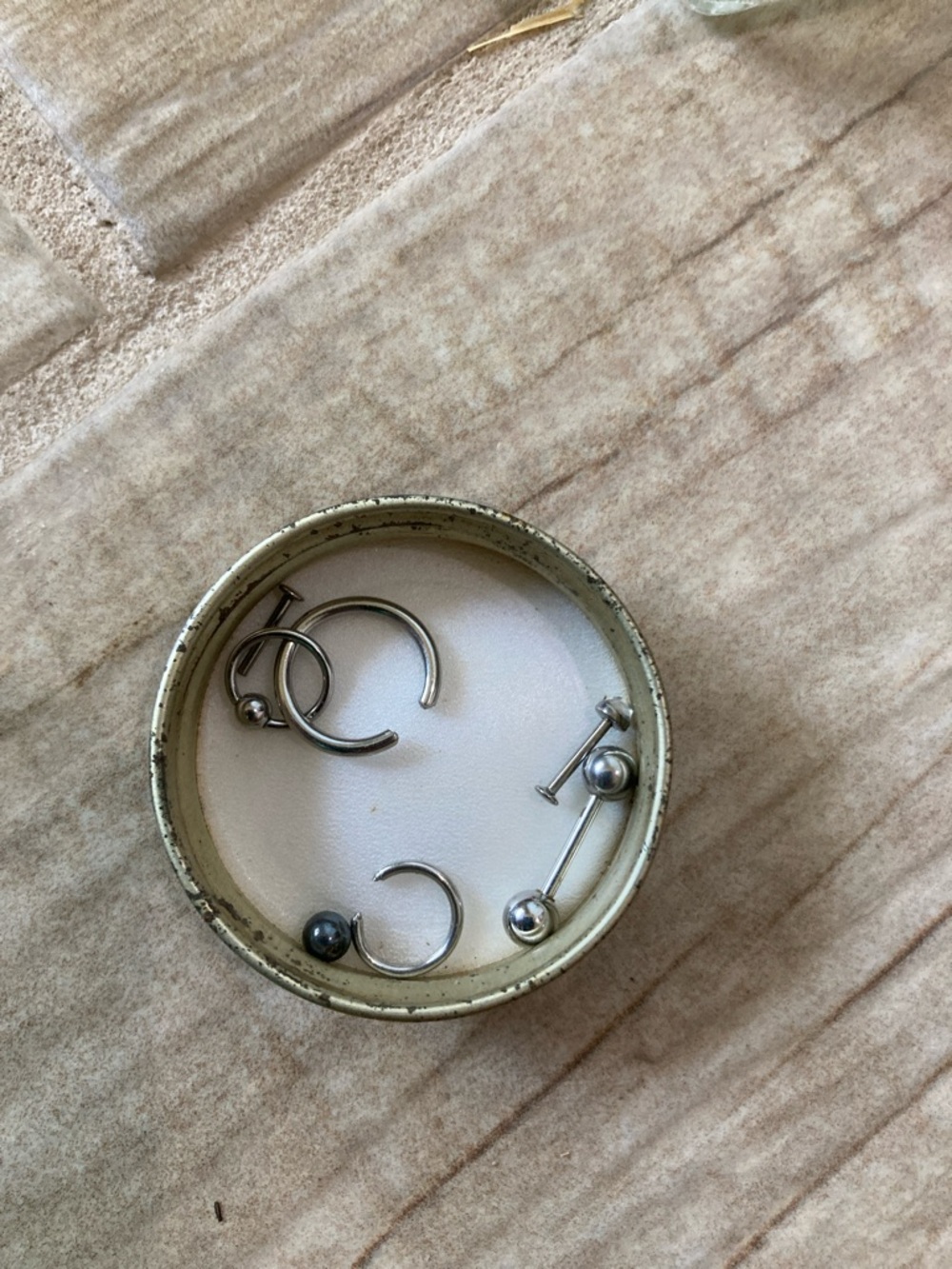 Silver-Tone Circular Barbell & Captive Bead Labret Set